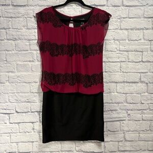 Enfocus Studio Black and Pink Lace Print Dress Size 6